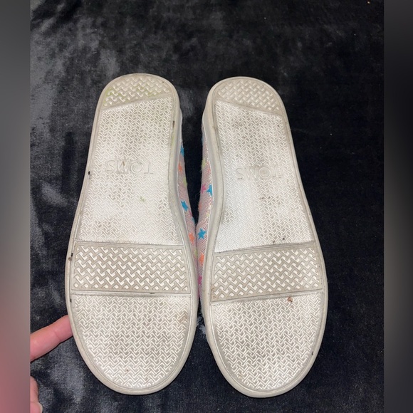 Big Girls TOMS Alpargata shoes Pink Glimmer Stars, size youth 4 - Picture 6 of 9